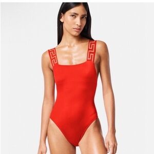 Red Designer One-Piece Swimsuit